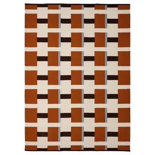 STOCKHOLM 2025 rug, flatwoven, white/brown/light blue handwoven, 170x240 cm