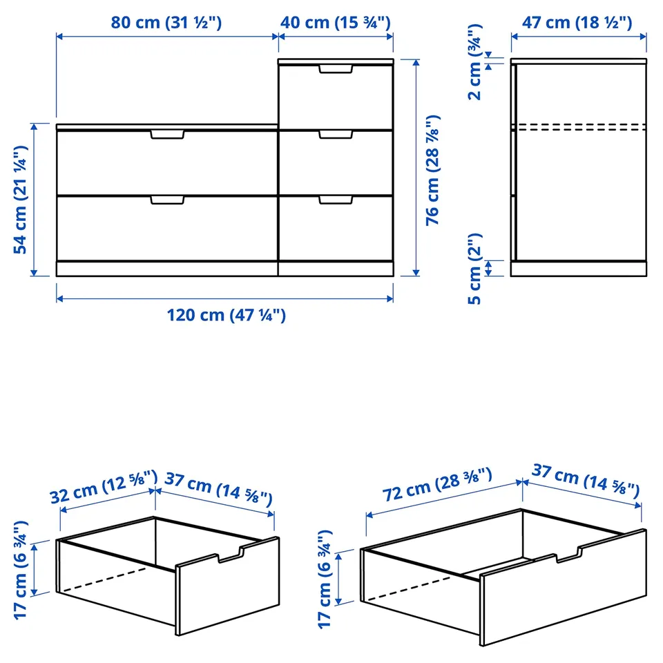 Illustration with measurements for the product: NORDLI.