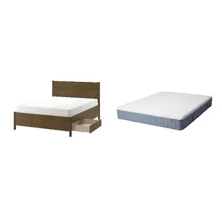 TONSTAD/VITMÅSEN Bed with 25cm thick mattress, pocket sprung, latex,5 comfort zones, extra firm