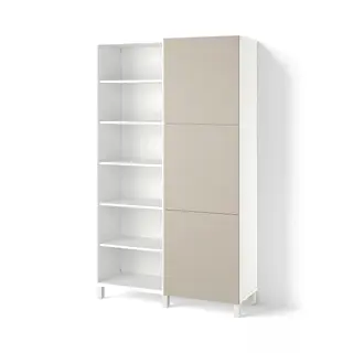 BESTÅ storage combination with doors, white/Lappviken/Stubbarp light grey-beige, 120x42x202 cm