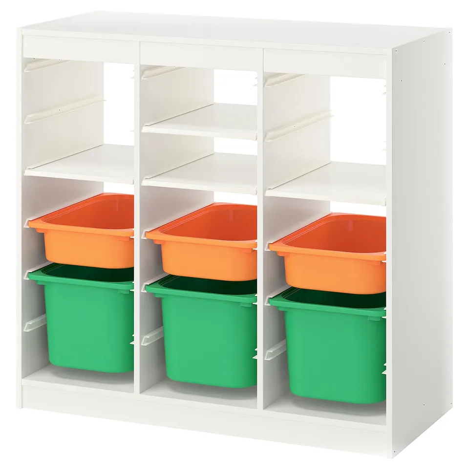 TROFAST Storage combination, room divider white/light orange bright green, 99x44x95 cm