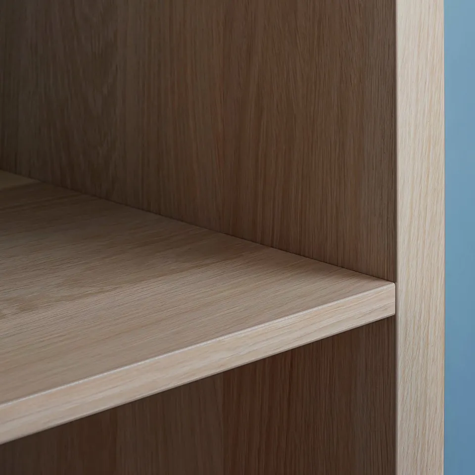 KALLAX light brown wooden shelf close-up.