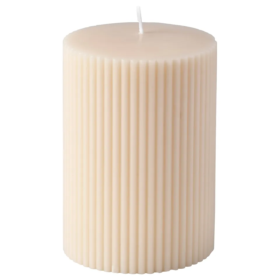 SNÖSISKA Unscented pillar candle, off-white, 10 cm