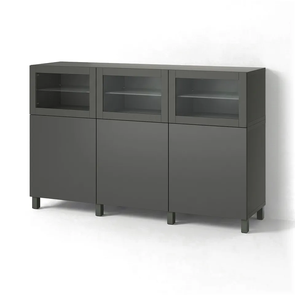 BESTÅ Storage combination with doors, dark grey Lappviken/Sindvik dark grey, 180x42x112 cm