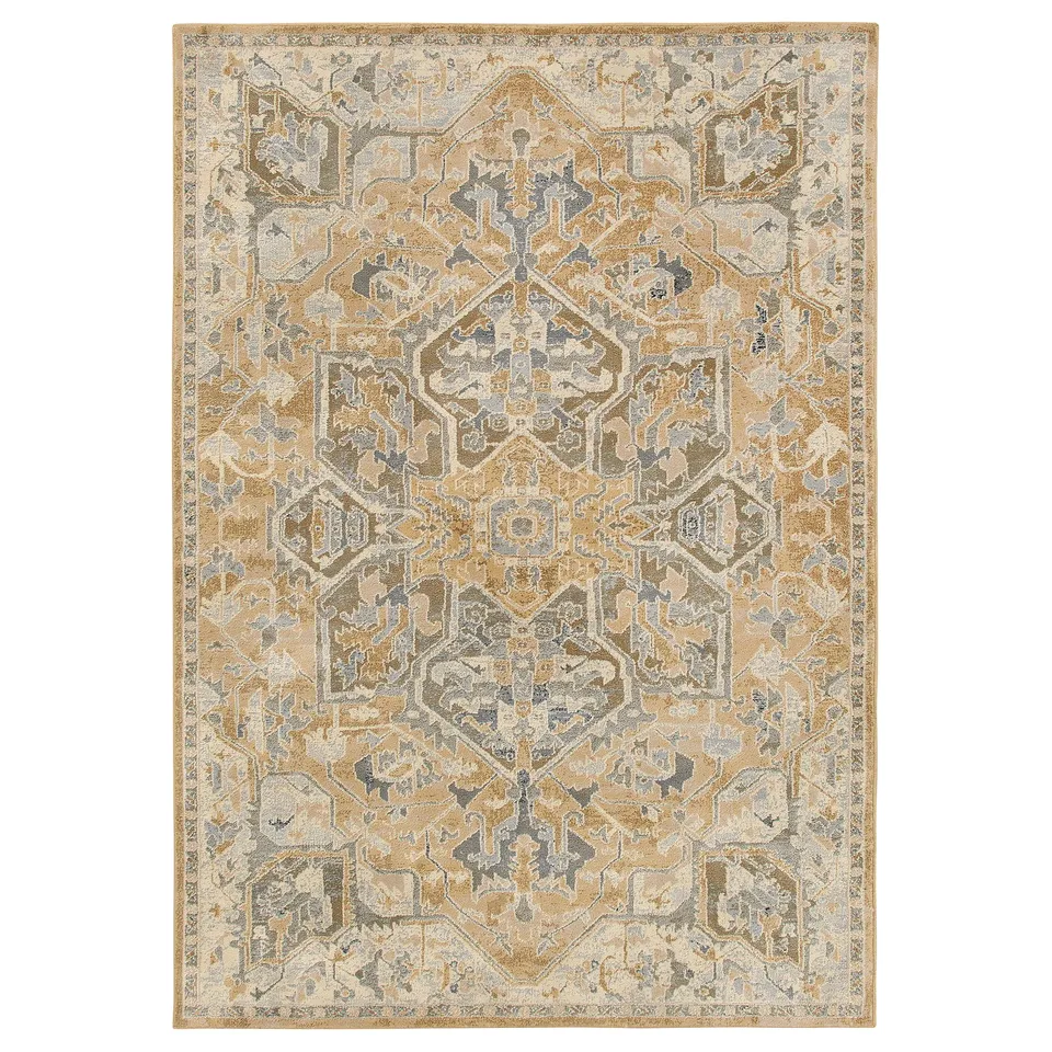 JÄRNVÄG Rug, low pile, ornament pattern beige/dark beige, 160x230 cm