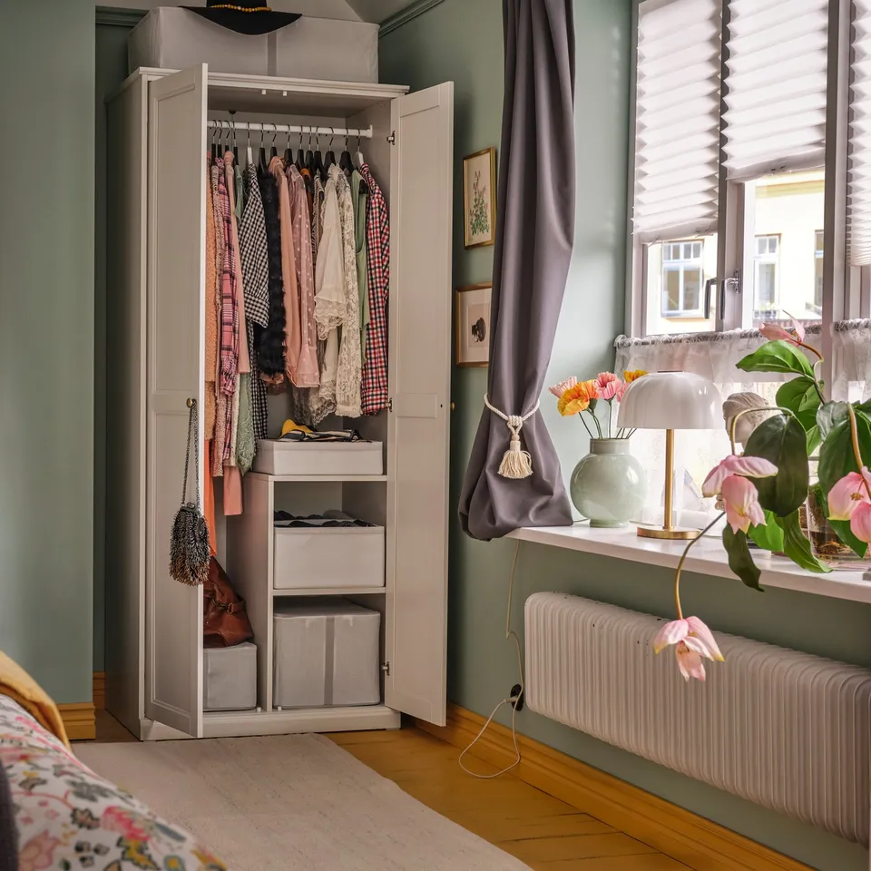 FÅGELFJÄLLET Wardrobe with 2 doors, off-white, 82x60x194 cm
