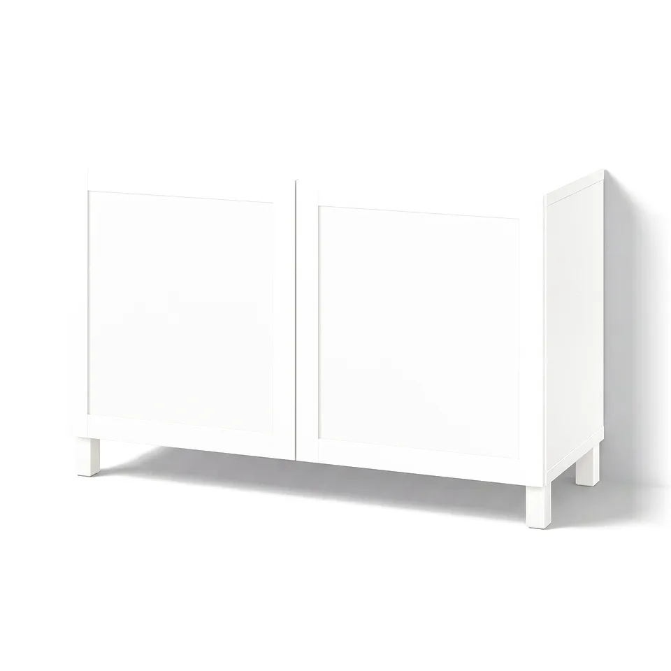 BESTÅ Storage combination with doors, white/Hanviken/Stubbarp white, 120x42x74 cm