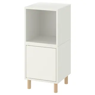 EKET cabinet combination with legs, white/wood, 35x35x80 cm
