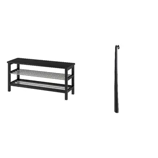 OMTÄNKSAM/TJUSIG set: bench with shoe storage + shoehorn