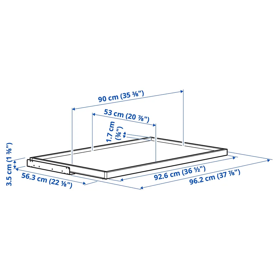 Illustration with measurements for the product: KOMPLEMENT.