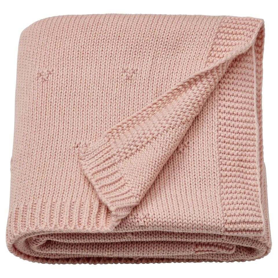 LEN Blanket, pink/knitted, 70x90 cm