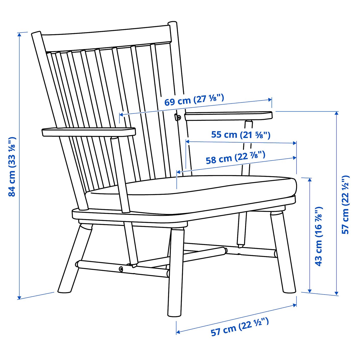 Illustration with measurements for the product: PERSBOL.