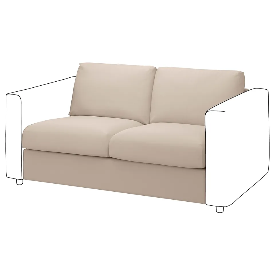 VIMLE loveseat in beige with soft, comfortable fabric and clean lines.