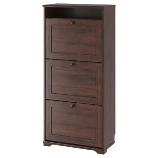 BRUSALI shoe cabinet with 3 compartments, brown, 61x30x130 cm