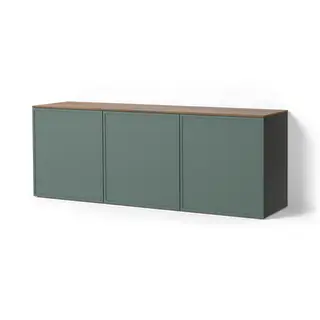 BESTÅ wall-mounted cabinet combination, black-brown Krukmakare/dark grey-green walnut effect, Width 180 x Depth 42 x Height 65.2 cm