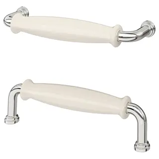 KLINGSTORP handle, off-white/chrome-plated, 141 mm