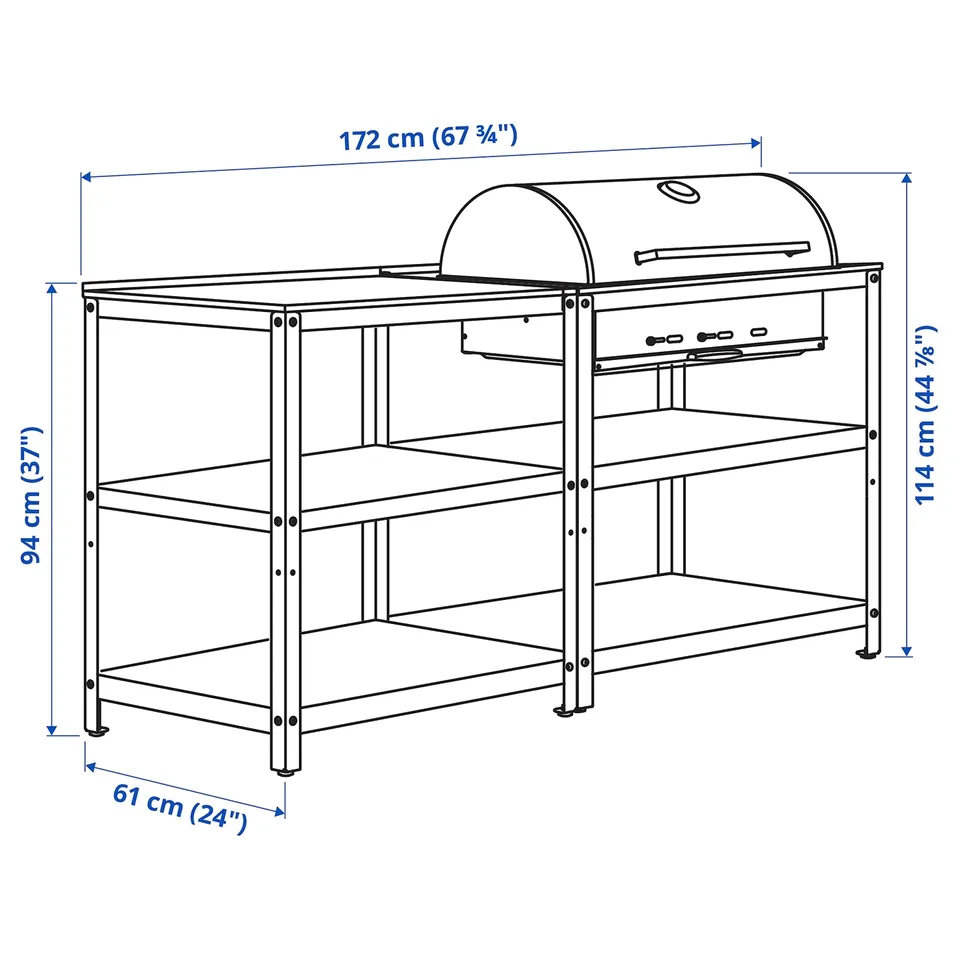 Illustration with measurements for the product: GRILLSKÄR.
