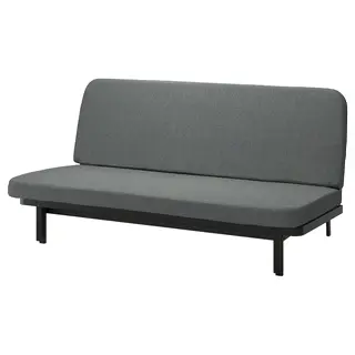 NYHAMN 3-seat sofa-bed, with foam mattress/Skartofta black/light grey, Width 200 x Depth 97 x Height 90 cm