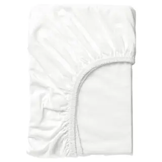 LEN fitted sheet for cot, white/jersey, 60x120 cm