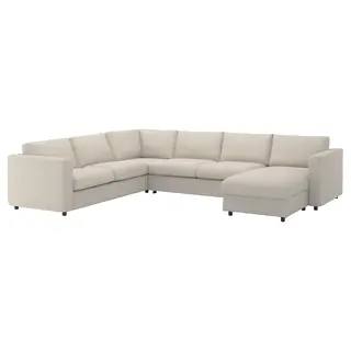 VIMLE crnr sofa-bed, 5-seat w chaise lng, Gunnared beige