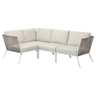 SEGERÖN corner sofa, 3-seat, outdoor white/beige/Frösön/Duvholmen beige, Width 214 x Depth 152 cm