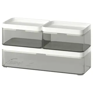 BROGRUND box, set of 3, transparent grey/white