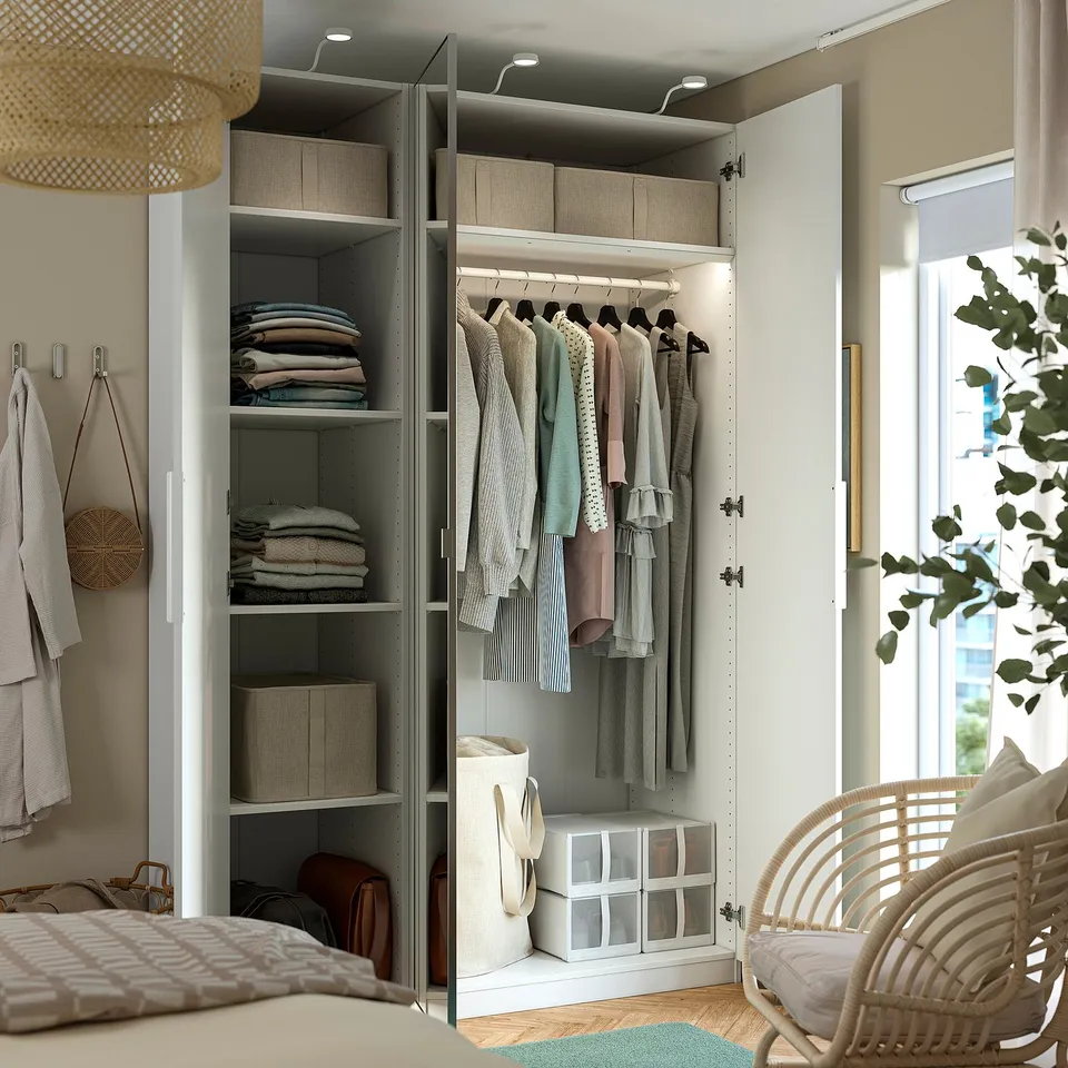 PAX / FORSAND/ÅHEIM Wardrobe combination, white/mirror glass, 150x60x236 cm