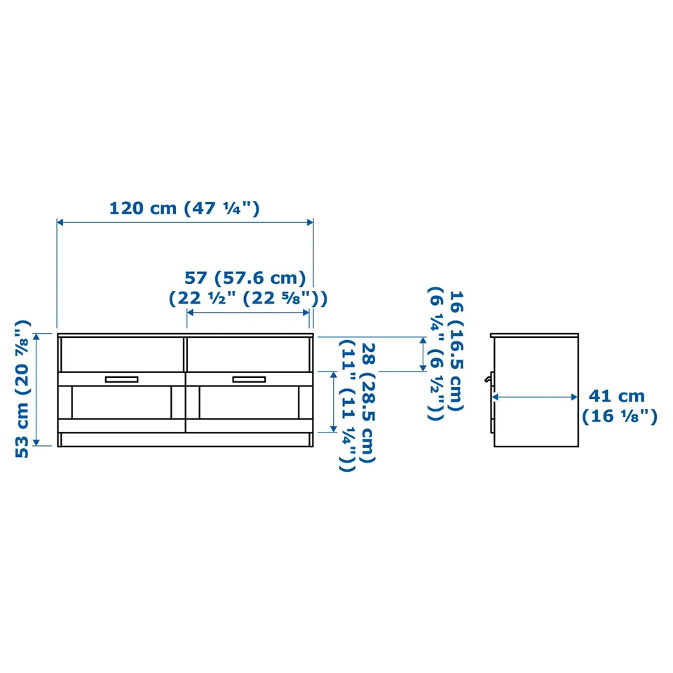 BRIMNES TV storage combination/glass doors, white, 280x41x190 cm