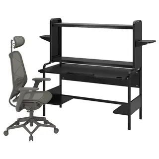 FREDDE / STYRSPEL gaming desk and chair, black/grey