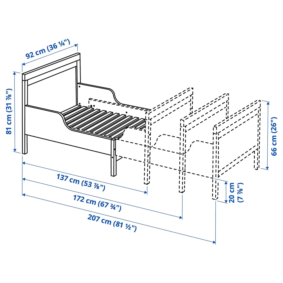 part: SUNDVIK ext bed frame with slatted bed base