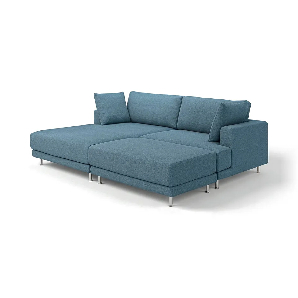 UPPÅKRA blue sectional sofa, modern design, with plush cushions and chrome legs.