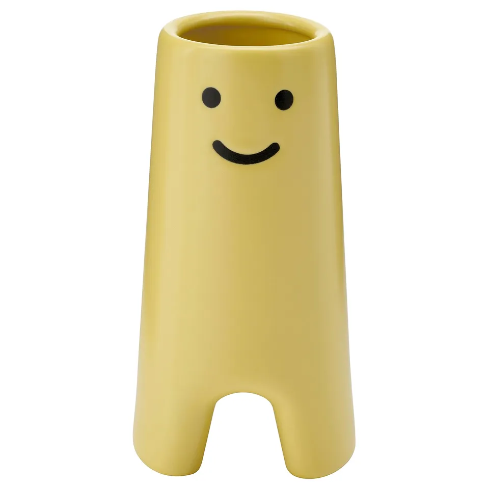 FRÖVÄXT Vase, yellow, 14 cm