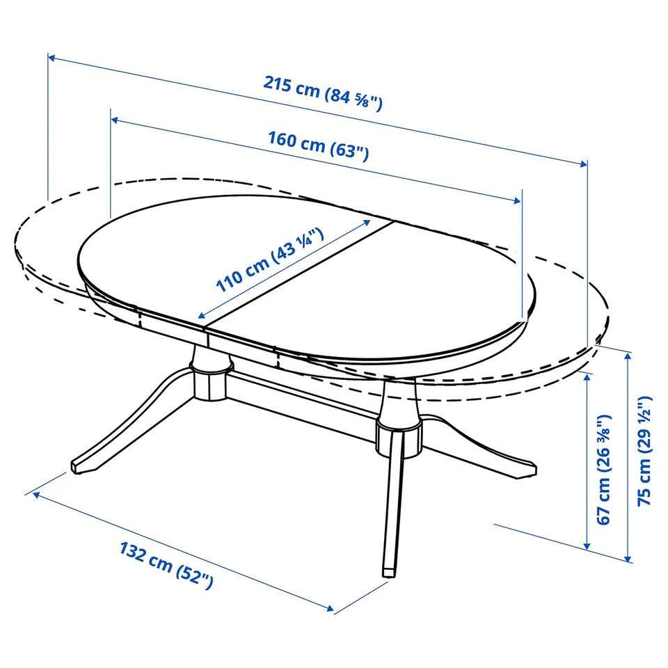 ROSENTORP / NÄSINGE Table and 6 chairs, white/Tibbleby beige-grey white, 160/215x110 cm