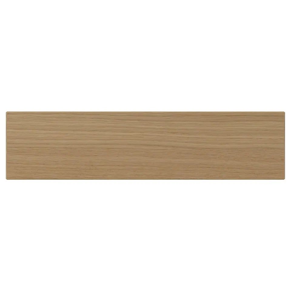 VEDHAMN oak wood drawer front, natural warm brown, rectangular, solid wood with veneer, sturdy and precise craftsmanship.