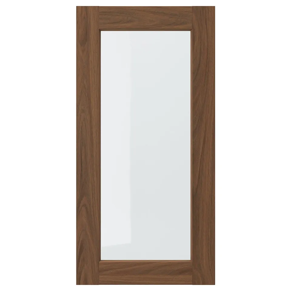 An ENKÖPING brown walnut framed glass door with a classic design.