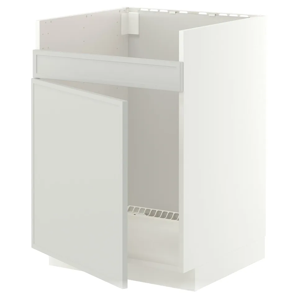 METOD Base cab f HAVSEN single bowl sink, white/Aspudden light grey, 60x60x80 cm
