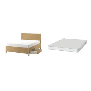 TONSTAD/BRUKSVARA Bed with 16cm thick mattress, pocket sprung, foam, extra firm