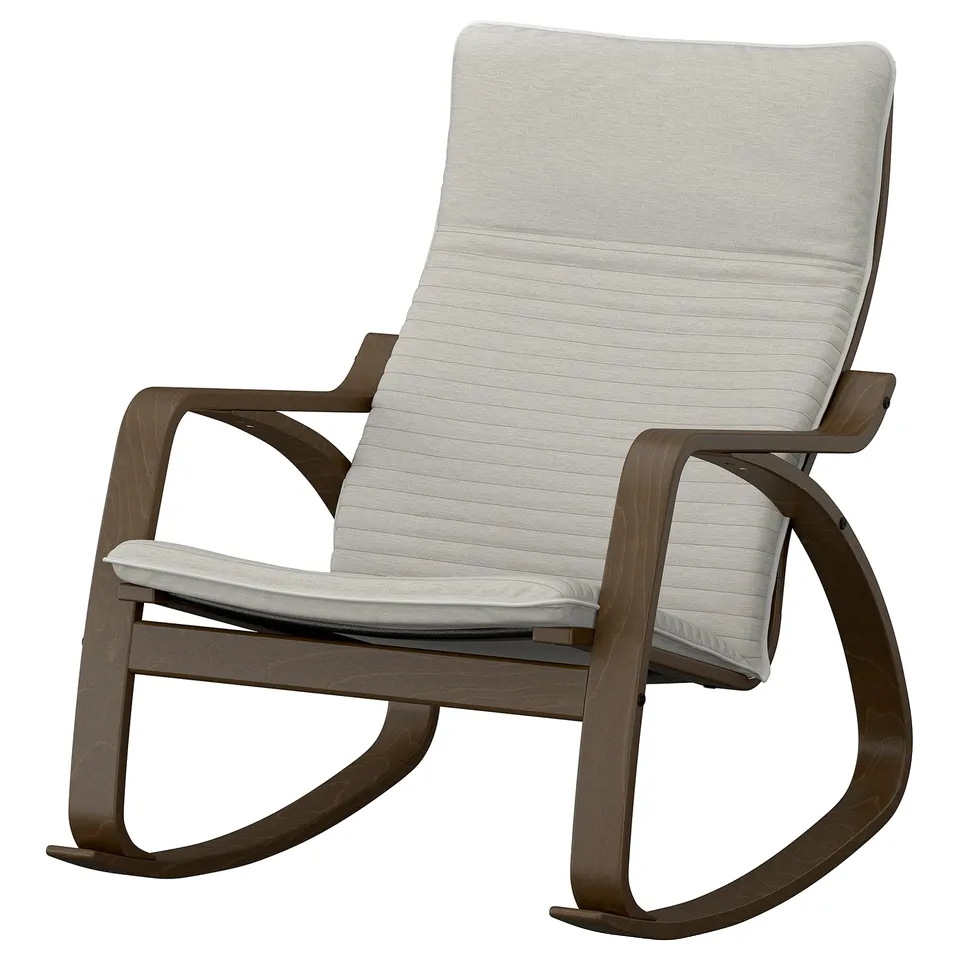 POÄNG Rocking-chair, walnut effect/Knisa light beige