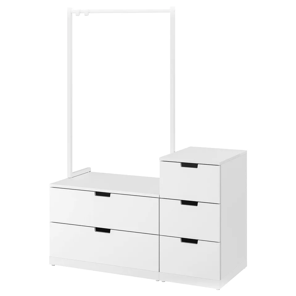White NORDLI chest: 4+3 drawers, minimalist design.