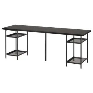 LAGKAPTEN / SPÄND desk, black-brown/black, 200x60 cm