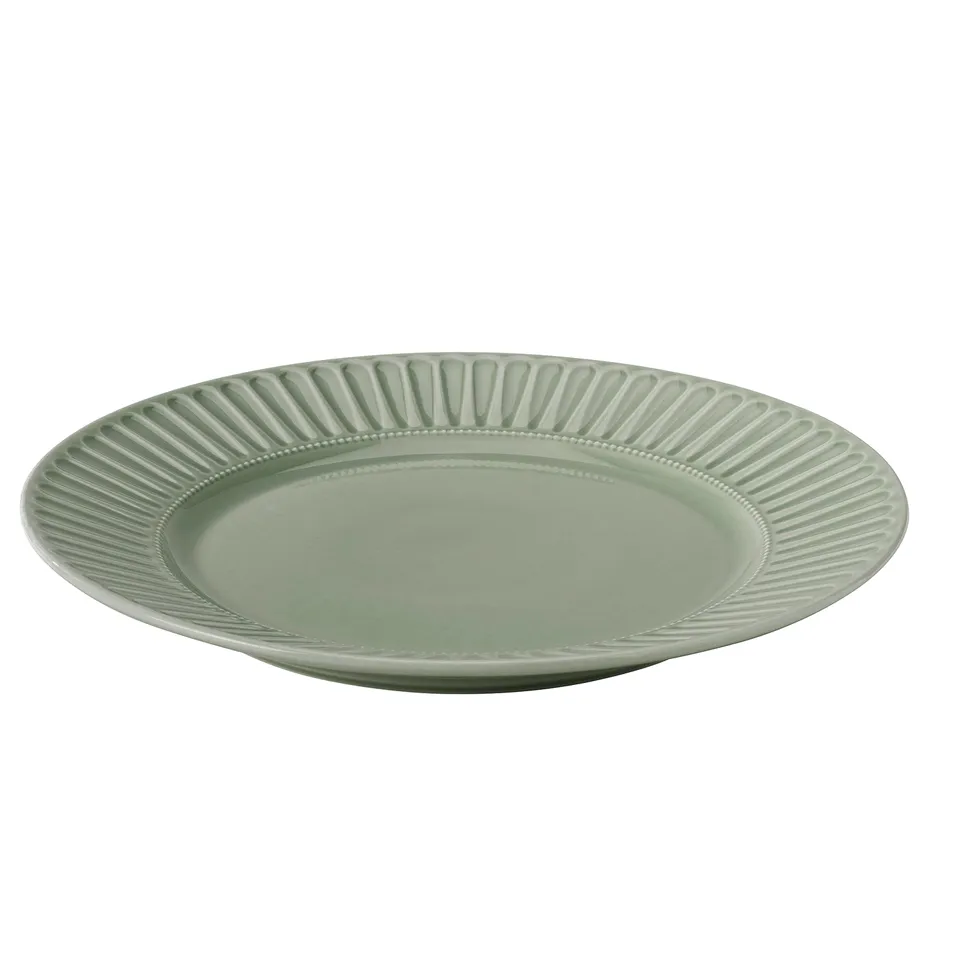 STRIMMIG Plate, stoneware pale grey-green, 27 cm