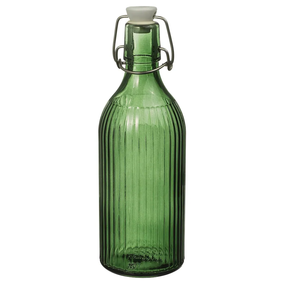 VINTERFINT Bottle with stopper, glass green, 0.5 l