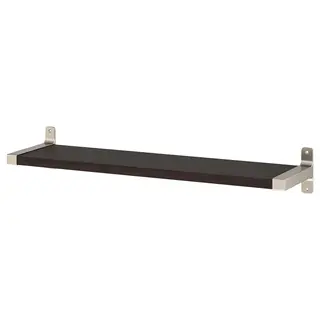 BERGSHULT / GRANHULT wall shelf, brown-black/nickel-plated, 80x20 cm