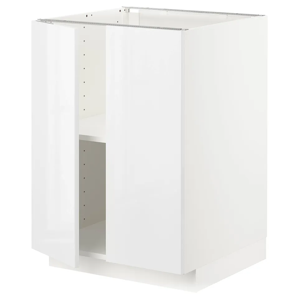 METOD kitchen unit, white, square, glossy, modern design, adjustable shelves.