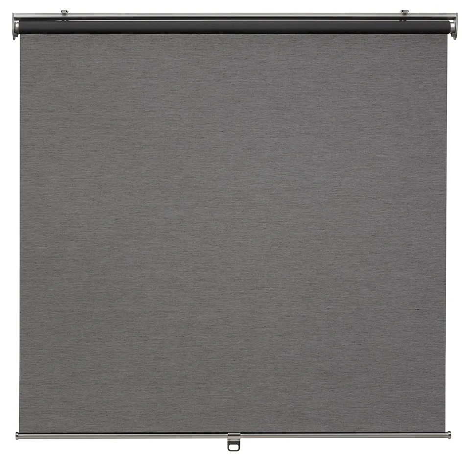 Grey recycled roller blind SKOGSKLÖVER, cordless, soft close.