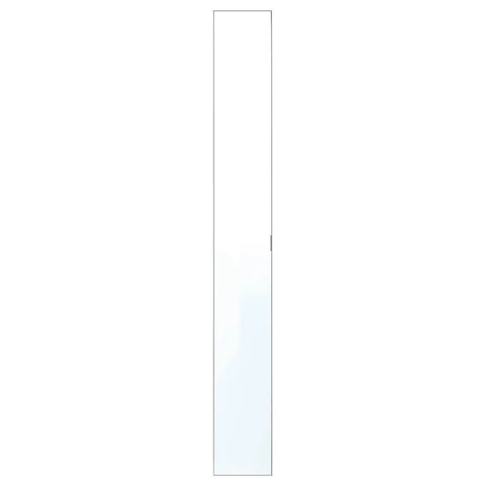 ÅHEIM mirror door, clear, rectangular, framed in anodized aluminium, transforms spaces efficiently.