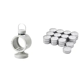 FLODSVALA/GLIMMA set: lantern for tealight, in/outdoor + unscented tealight
