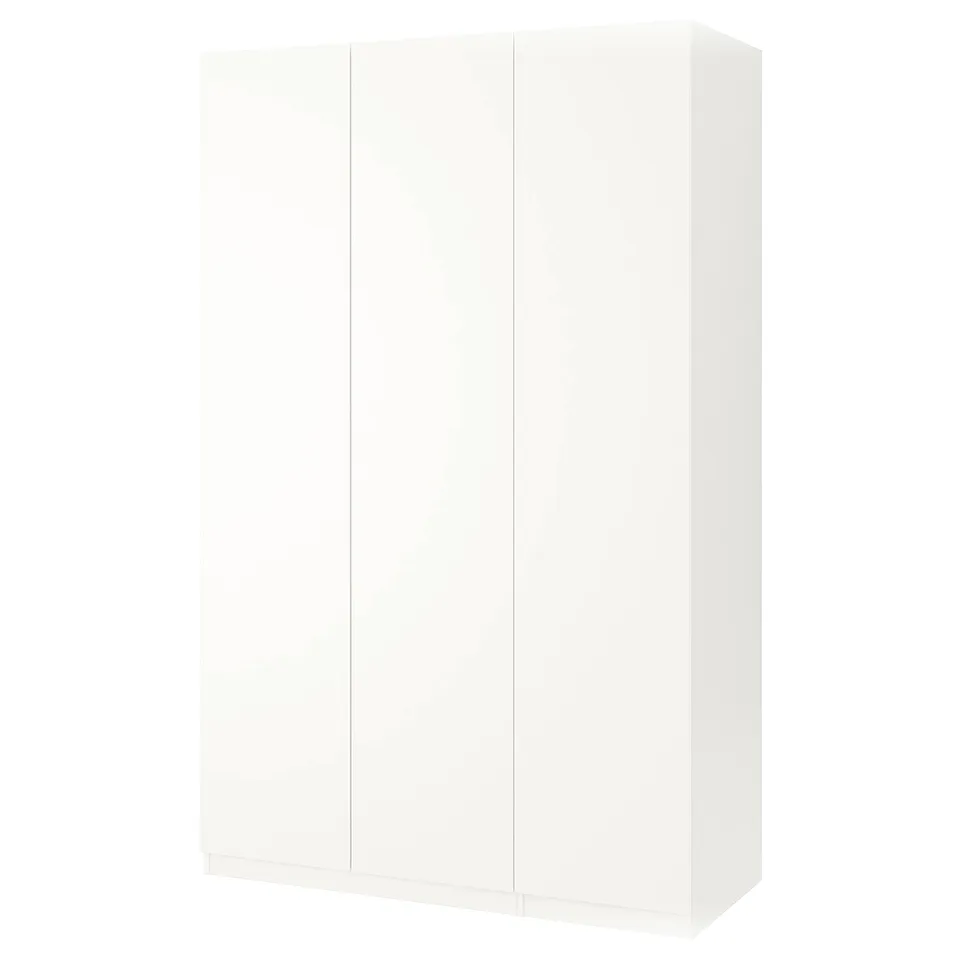 White ikea PAX wardrobe, sleek & minimalist, offers ample storage.