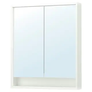 FAXÄLVEN mirror cabinet w built-in lighting, white, 80x15x95 cm