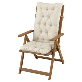 NÄMMARÖ reclining chair, outdoor, light brown stained/Kuddarna light grey-beige, Width 60 x Depth 71 x Height 107 cm